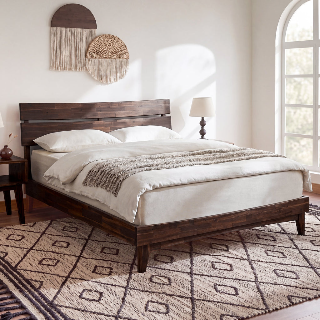 Acacia Solid Wood Bed Frame - Aurora Style for a Stylish Bedroom