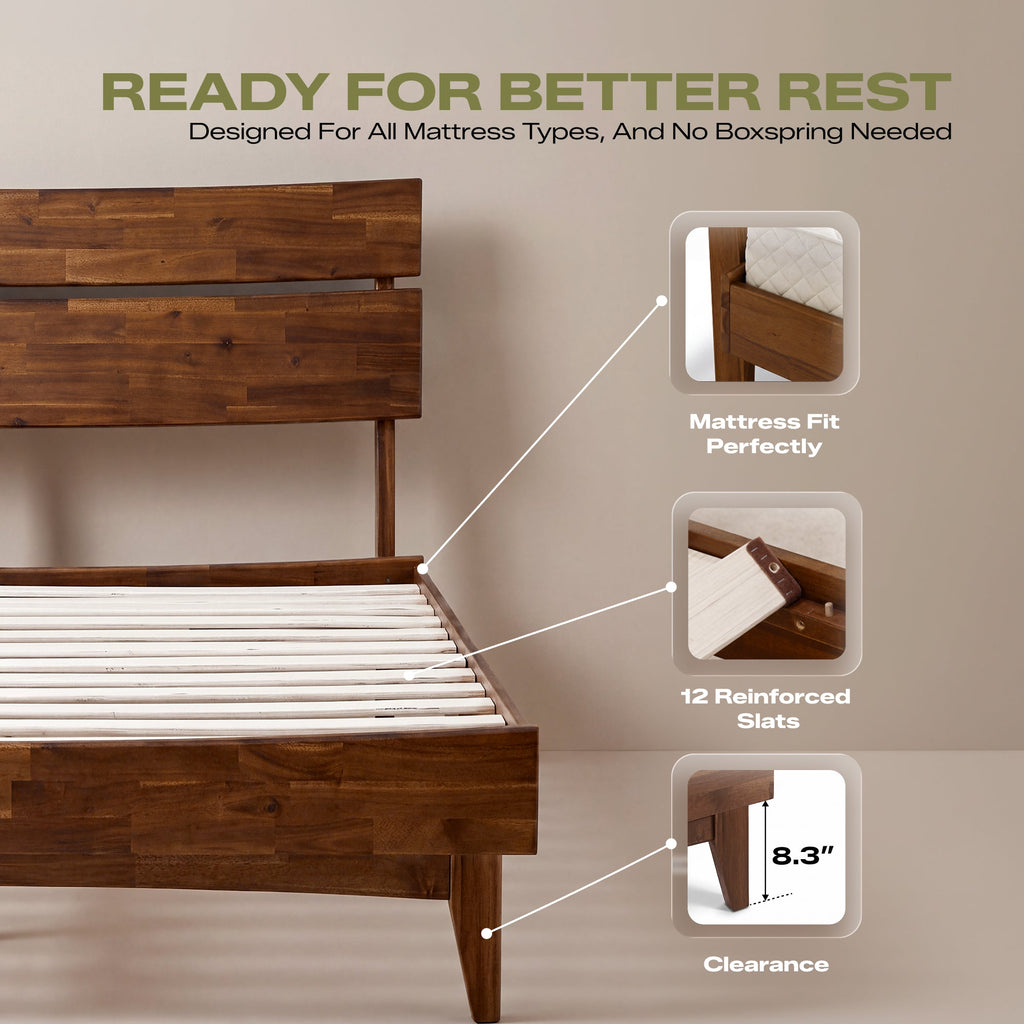 Acacia Solid Wood Bed Frame - Aurora Style for a Stylish Bedroom