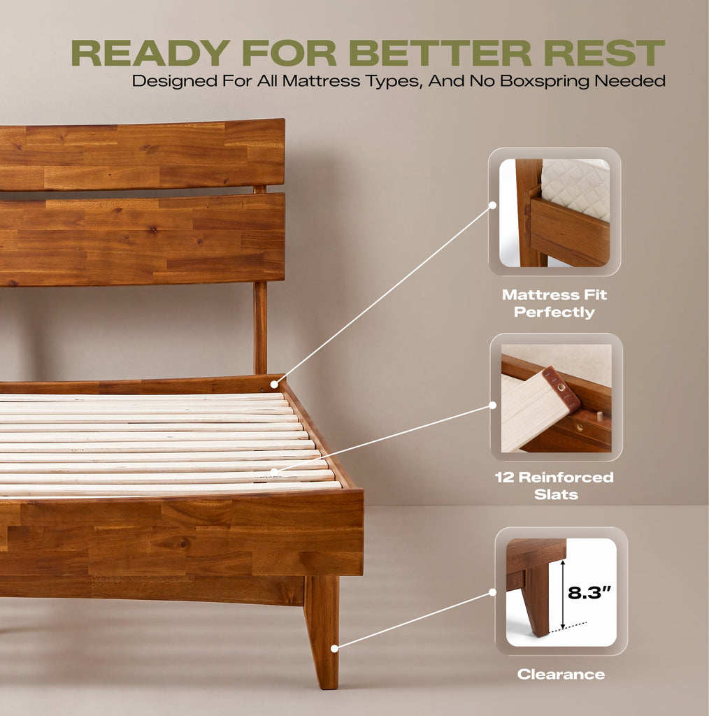 Acacia Solid Wood Bed Frame - Aurora Style for a Stylish Bedroom