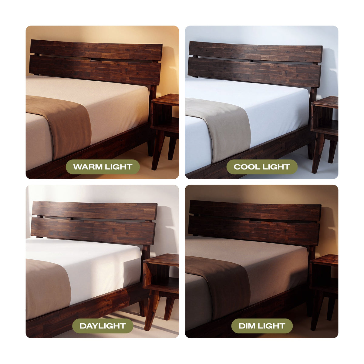 Acacia Solid Wood Bed Frame - Aurora Style for a Stylish Bedroom