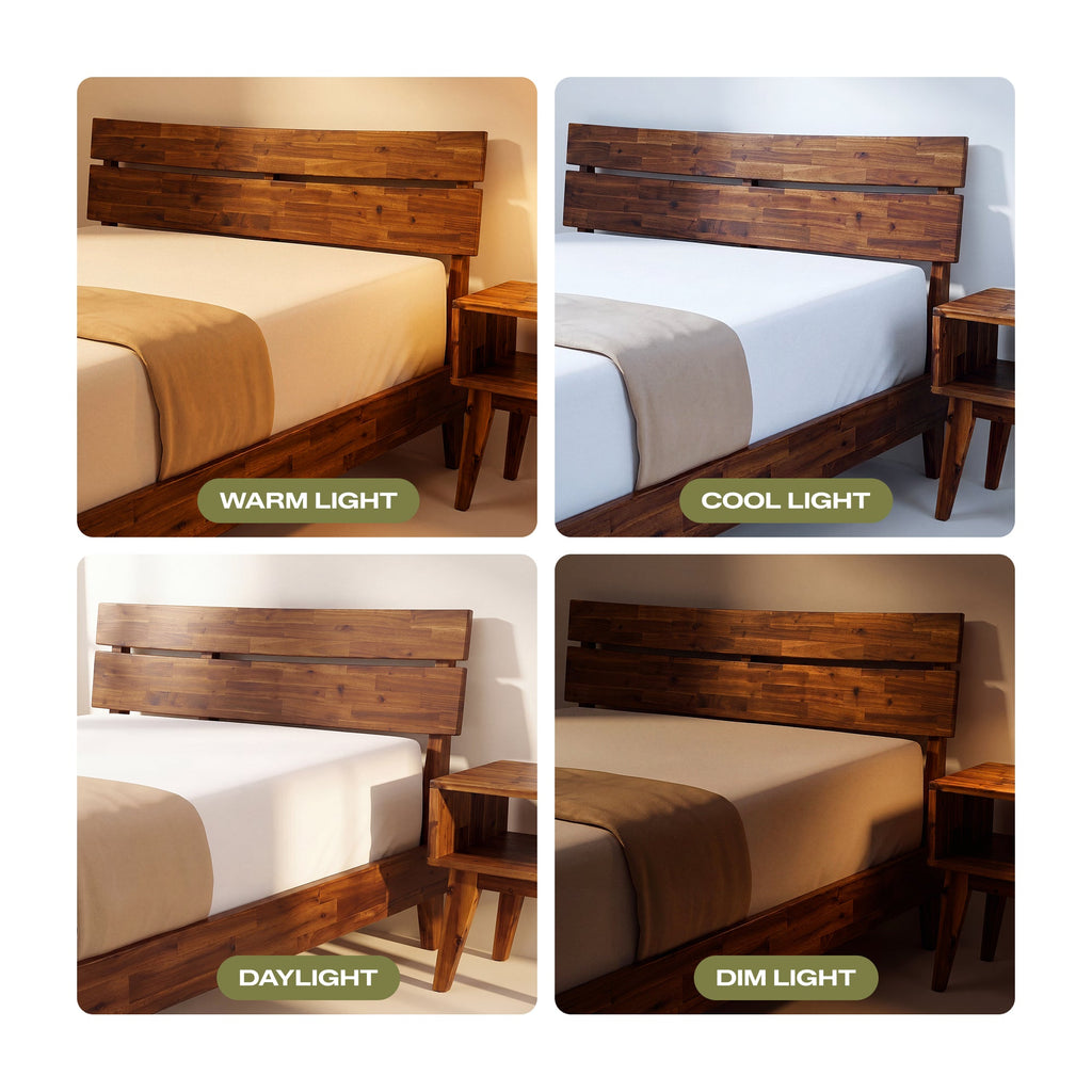 Acacia Solid Wood Bed Frame - Aurora Style for a Stylish Bedroom