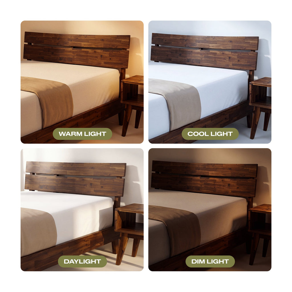 Acacia Solid Wood Bed Frame - Aurora Style for a Stylish Bedroom