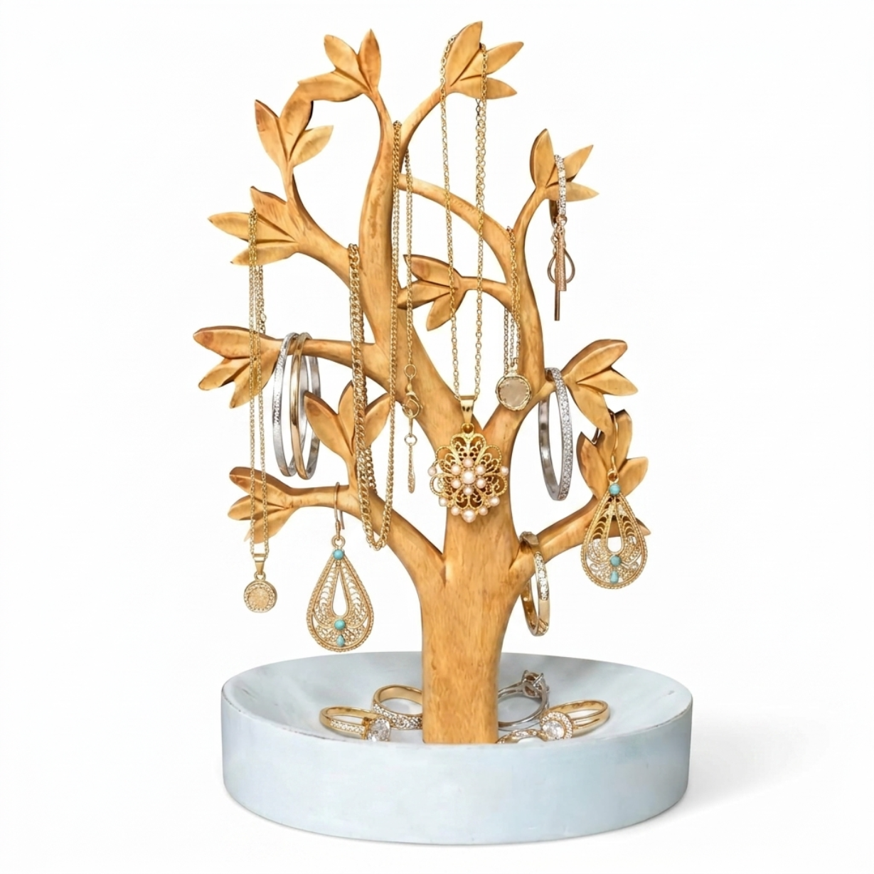Timber Grace –  Handmade Solid Wood Jewelry Tree Organizer Stand