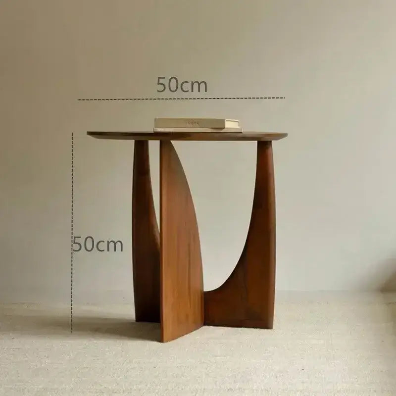 DecorBites™ Circular Walnut Wood Coffee Table with Solid Nordic Design