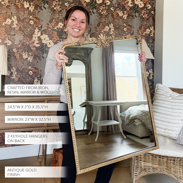 Ornate Golden Floral Rectangular Mirror