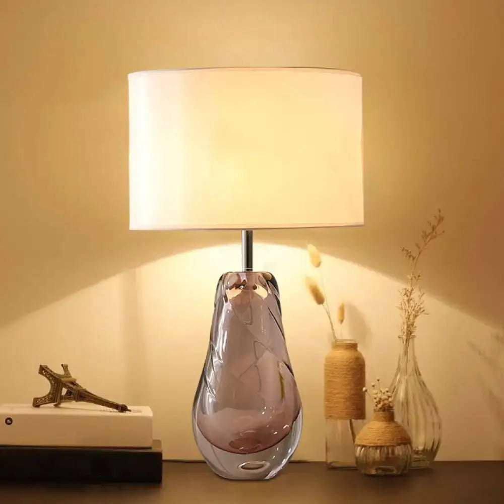 DecorBites™ Handblown Glass Pear Table Lamp with Fabric Shade