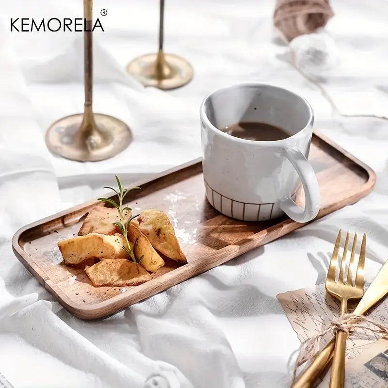 Acacia Wood Coffee Tray | Versatile Food Serving Tray for Desserts and Tea