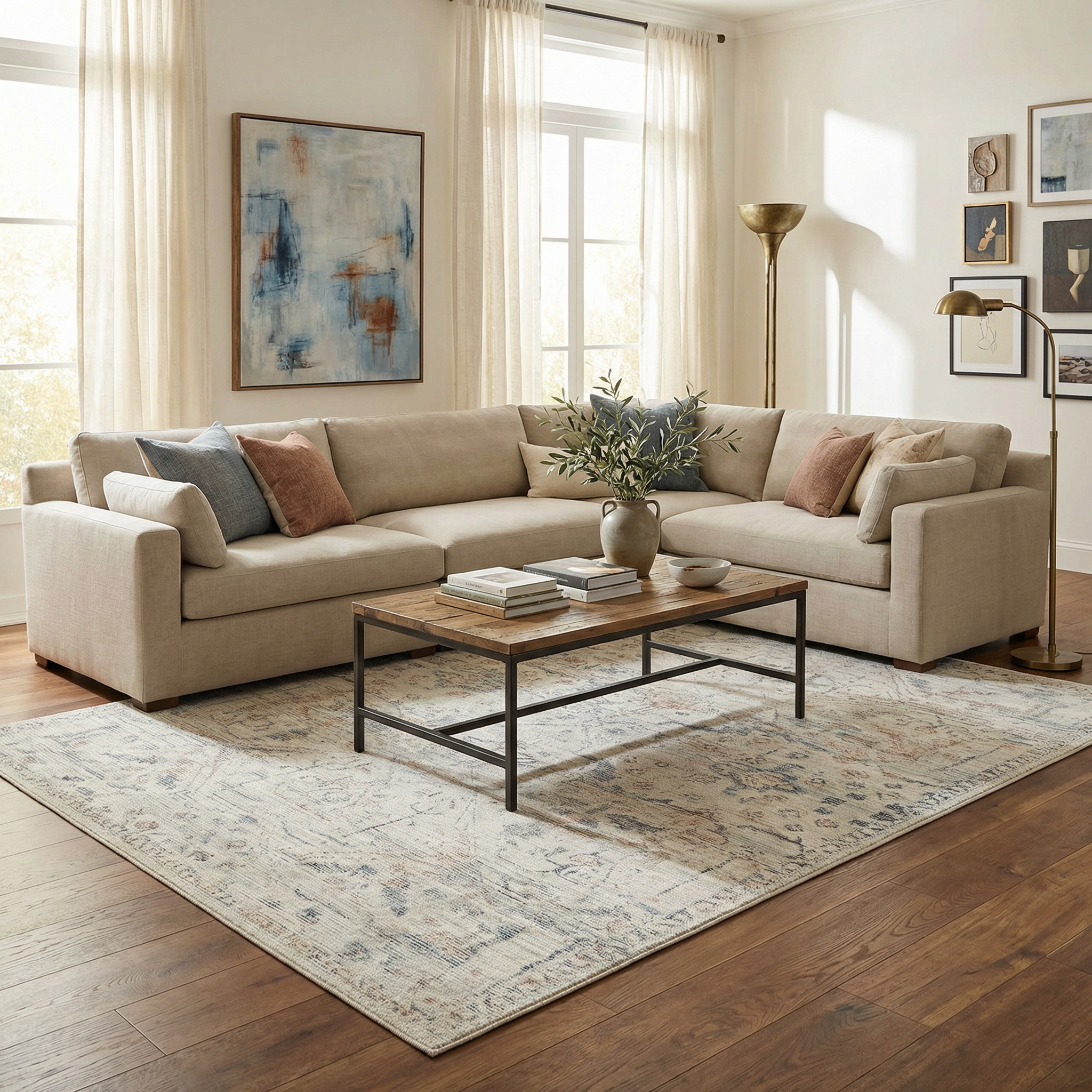 Marlene Damask Off White & Blue Area Rug - Becki Owens x Livabliss