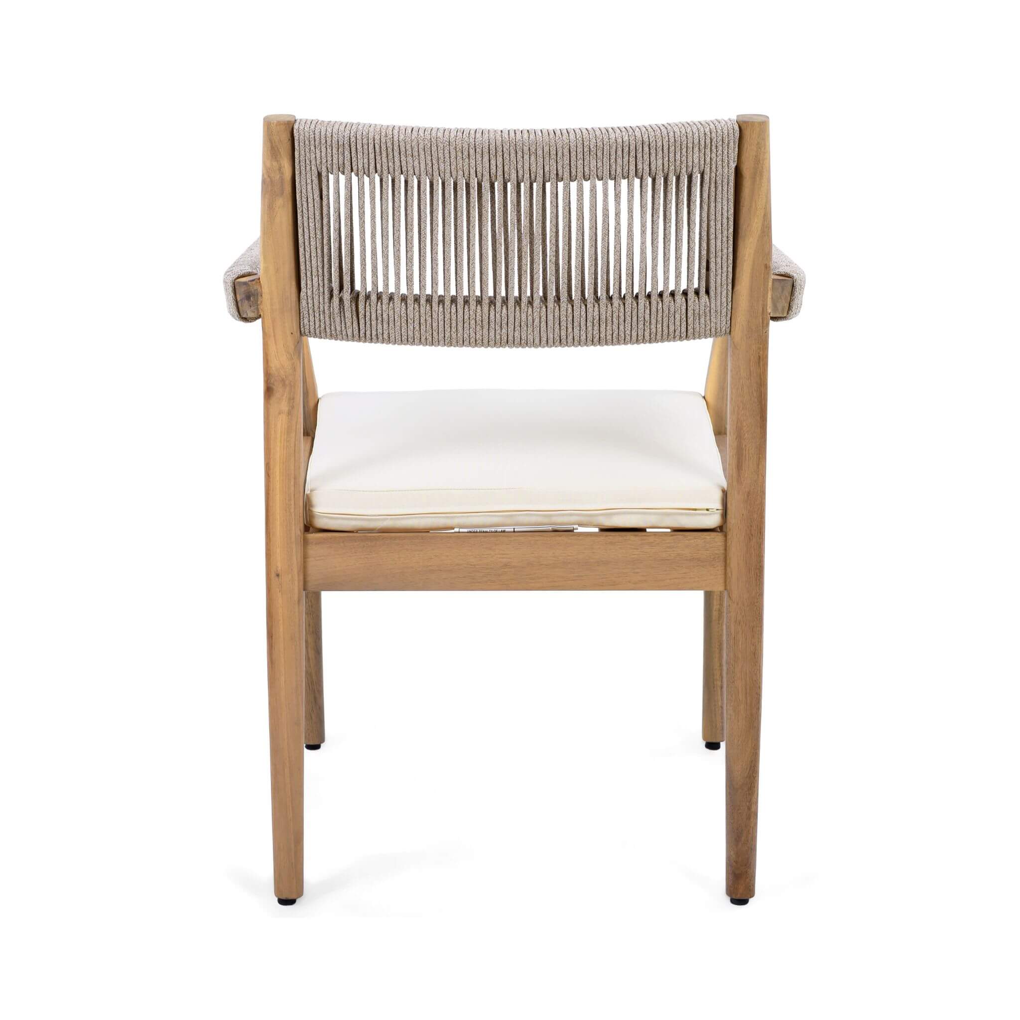 Alora Premium 5-Piece Outdoor Acacia Wood Patio Furniture Set With Braided Dining Chairs, Cushions, And Dining Table