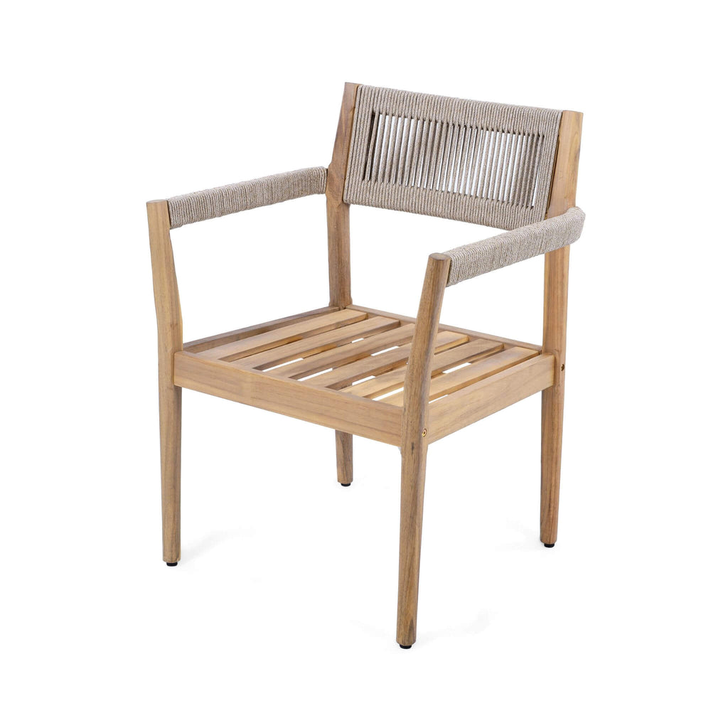 Alora Premium 5-Piece Outdoor Acacia Wood Patio Furniture Set With Braided Dining Chairs, Cushions, And Dining Table