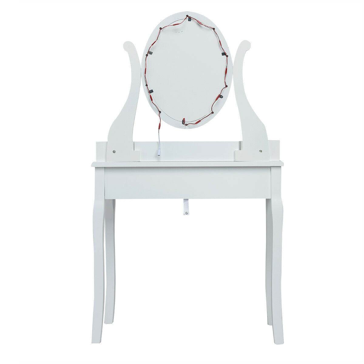 10 Dimmable Lights Vanity Table Set with Lighted Mirror and Cushioned Stool - White