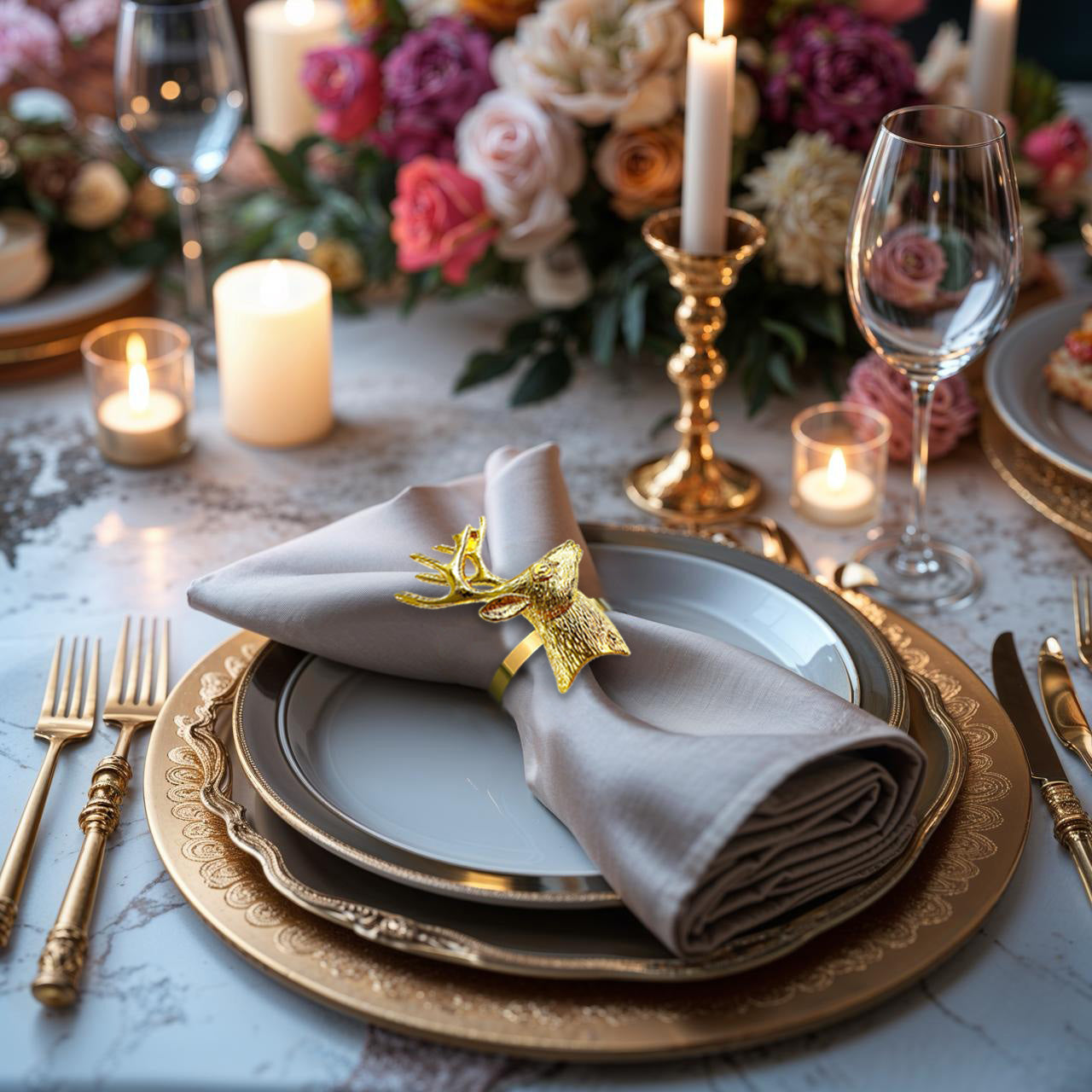 Gold Deer Decorative Napkin Rings