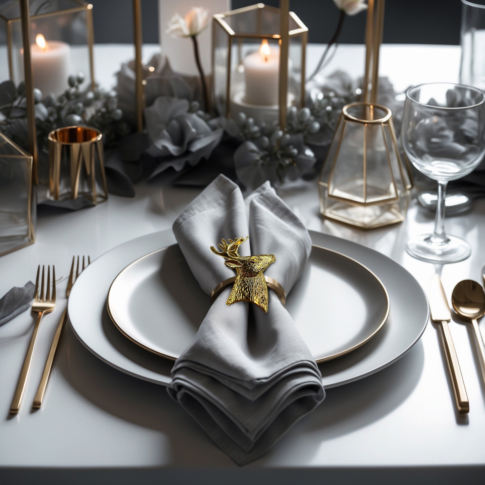 Gold Deer Decorative Napkin Rings