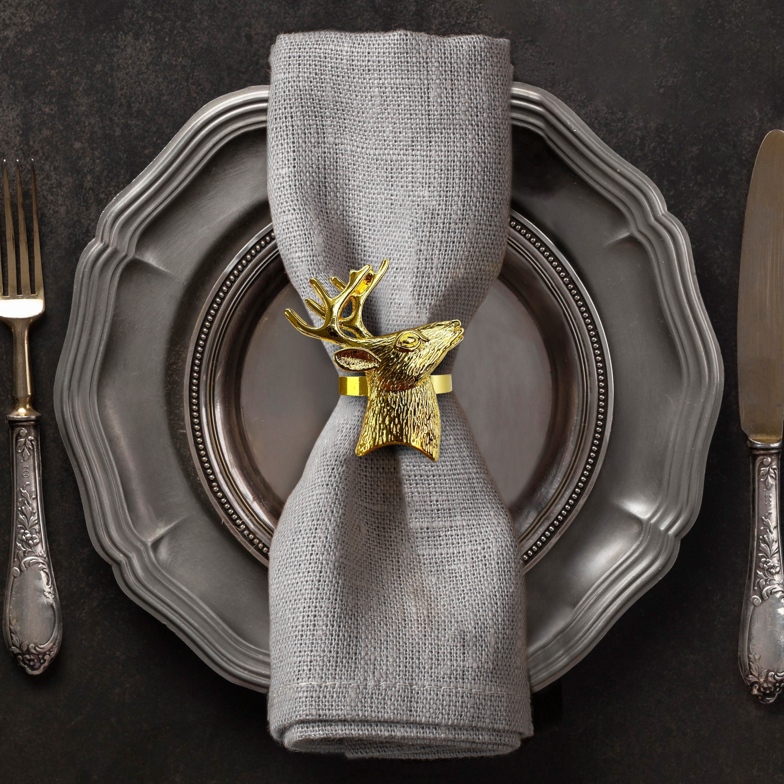 Gold Deer Decorative Napkin Rings